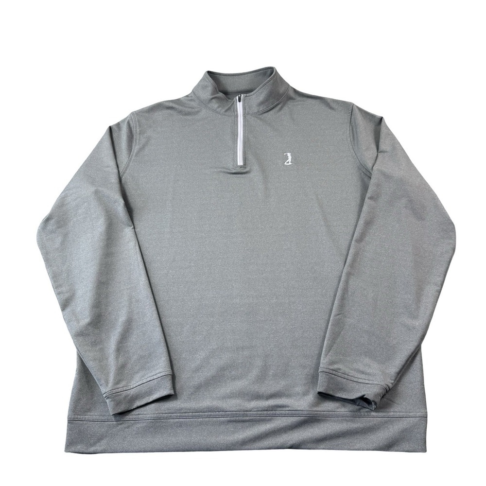 Peter Millar Gray Performance Swing Clubman L/S Half Zip Golf Pullover Size XL